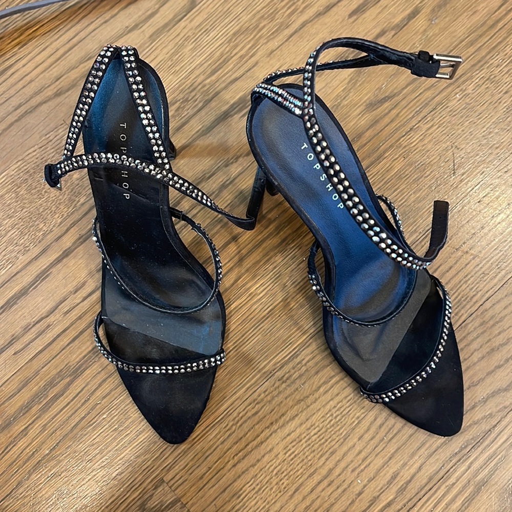 TOPSHOP SEQUIN CRYSTAL EMBELLISHED HEEL SANDAL